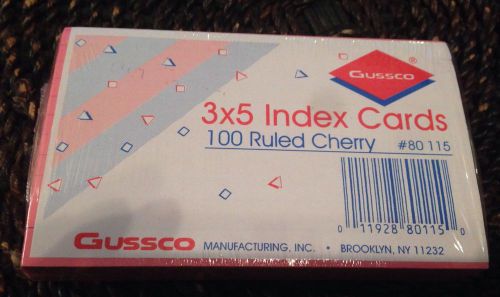 Gussco 3 x 5 index cards pack of 100 ruled cherry #80 115 new reddish for sale
