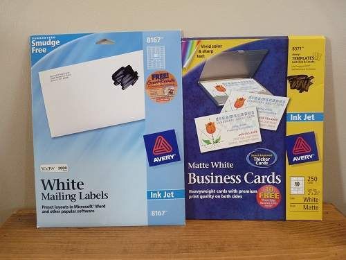 Avery ink jet mailing labels business cards partial packs for sale
