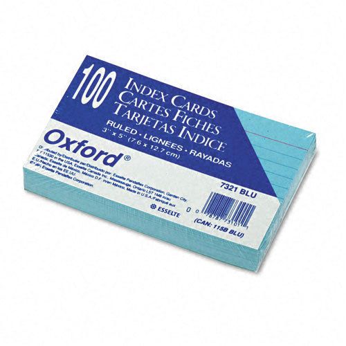 Oxford Ruled Index Cards, 3 x 5, Blue, 100/Pack, PK - ESS7321BLU