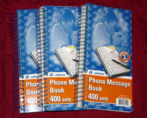 LOT of 3 Adams Phone Message Book 400 sets Spirals x 3 =1200 Total SC1154D