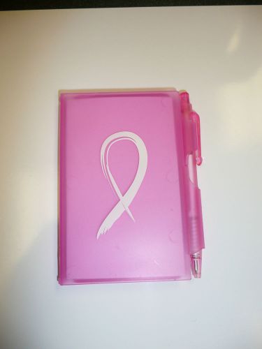 Breast Cancer Awareness Compact Notepad with Pen Pink Ribbon Design