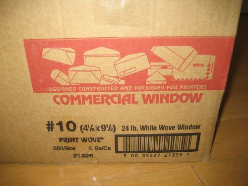 2500 White Wove Commercial Single Window Envelopes #10 Gummed case 5 boxes