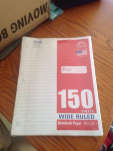 1 PACK 150 WIDE RULED SHEETS  NOTEBOOK PAPER 10.5 X 8&#034;.  TOTAL OF 150 P
