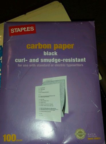 Staples Carbon Paper 8.5&#034;x11&#034; Blk 100 sheets/Pk (unsealed pkg.)