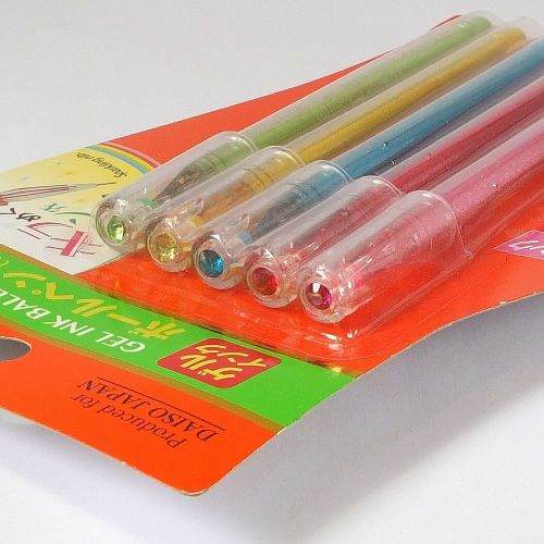 DAISO JAPAN Crystal Twinkle Sparkling nib 0.5mm 5Color Gel Ink Ballpoint Pen Set