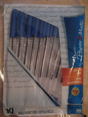 Paper Mate Ink Pens  medium point blue ink ball point pens *NEW* set of 10