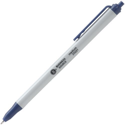 Business Source Ballpoint Pen - Blue Ink - Gray Barrel - 12 / Pack - BSN25051