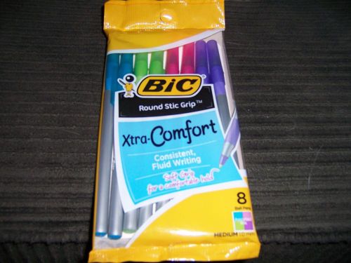 Bic Round Stic Grip Xtra Comfort Ball Point Pens Medium 1.0 mm Assorted Colors