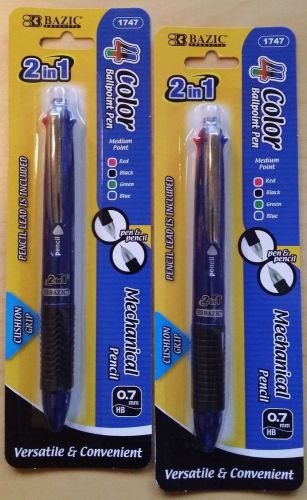 Bazic 4 Color Pen (Blue, Red, Black, Green) &amp; Pencil Combo (2 Units)