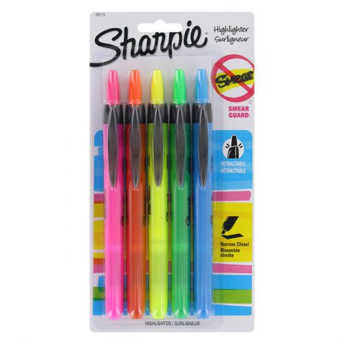 Sharpie accent highlighters, retractable, chisel tip, assorted, 3 sets of 5 for sale