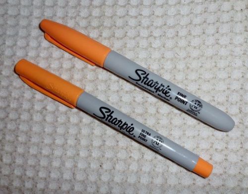 2 sharpie permanent markers -light orange- 1 ultra fine point &amp; 1 fine point-new for sale