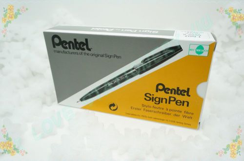 12 PIECE OF Pentel Sign Pen S520 BLACK COLOR BOX OIL Permanent MARKER