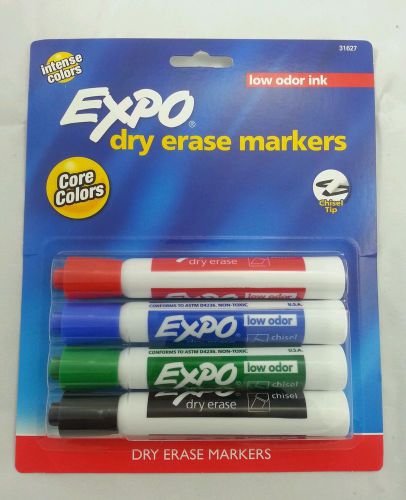 Expo dry erase markers low odor ink chisel tip intense core colors 4 pack for sale