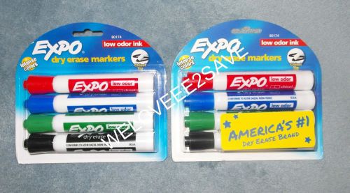 Expo Dry Erase Markers (8 total), Chisel Tip, Low Odor Ink, **New** 80174