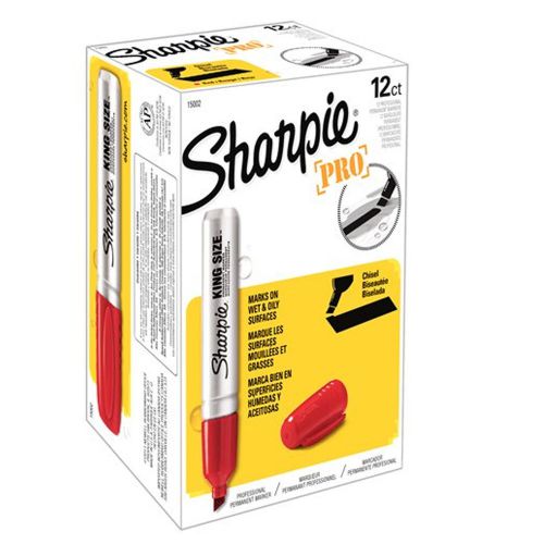 Sharpie King Size Marker Pen Chisel Tip Red 1 Box