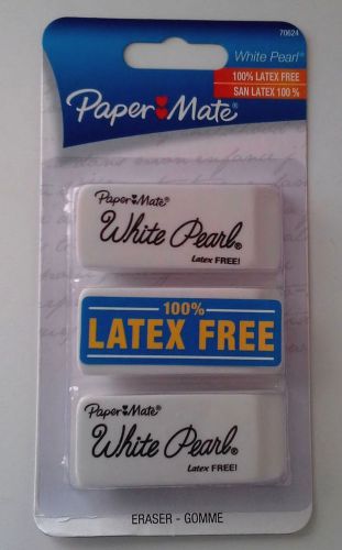 Paper Mate White Pearl 100% Latex-Free Plastic Eraser, 3/Pack (70624)