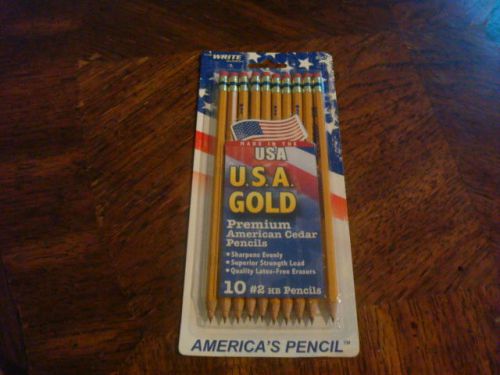 The Write Dudes USA Gold Premium American Cedar Pencils 10 # 2 HB Pencils 2047