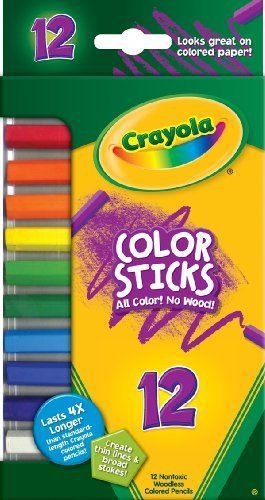 Crayola Sketch &amp; Shade Color Sticks - Red, Red Orange, Orange, Yellow, (682312)