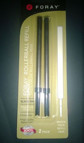 Foray Rollerball Refill - Black Ink - Fine Point - 2 Pack - fits Montblanc- NEW!