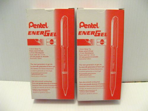 PENTEL ENERGEL STICK RED GEL INK PEN Pack of 12 1.0mm BL30-B - Lot of 2