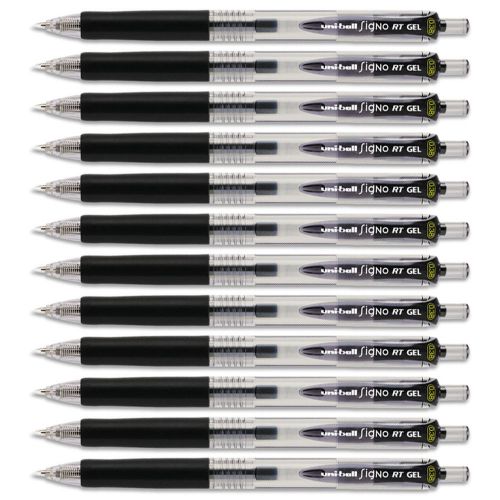 Uni-Ball Gel RT Micro .38mm Point Retractable Pen Black Ink 12-Pens 69034