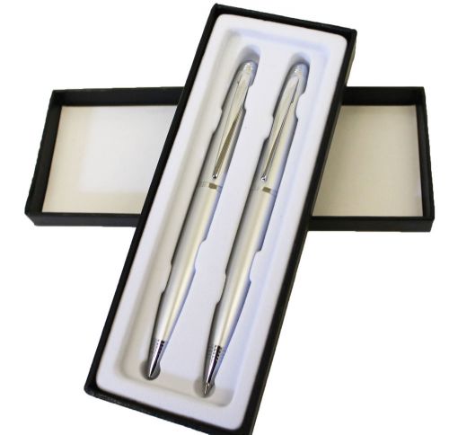 Boxed Deluxe Pierre Cardin Elegant Silver Mechanical Pencil Refillable Pen Set