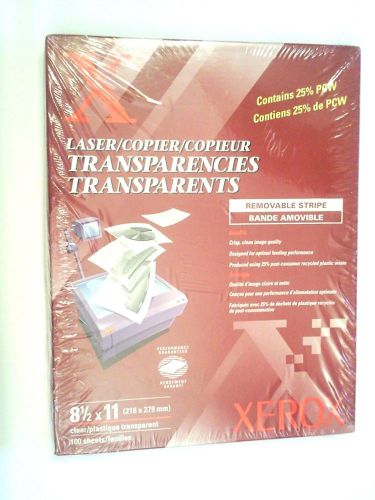 XEROX LASER TRANSPARENCIES (100 SHEETS) REMOVABLE STRIPE. 3R3108.