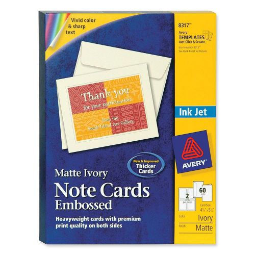 Avery Embossed Note Cards 8317 - Matte Ivory 4.5&#034; X 5.5&#034; (60 sets) -Free Ship US