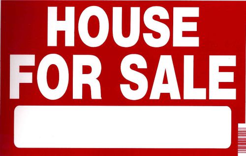 Sign - HOUSE FOR SALE 8&#034;x12&#034; Plastic New Hillman White Letters on Red Background