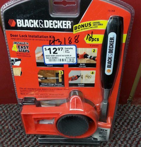 Black and Decker door lock installation kit.