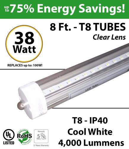 38w, 8ft, led tube, 4000lm, 6000k, clear, ul for sale