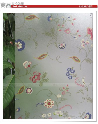 Privacy frosted glass window vinyl film colorful flower 90cm 36&#034; #n1-x for sale