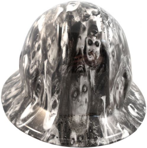 New! hydro dipped full brim hard hat w/ratchet suspension - real zombie - scary! for sale