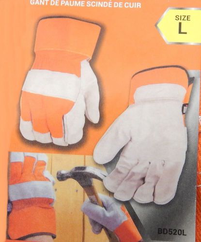 Split Cowhide Breathable Cotton  Leather  Gloves Size Large