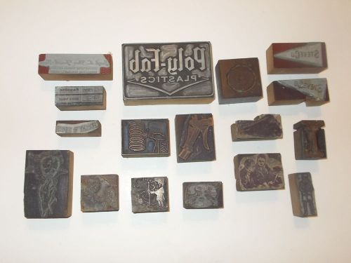 17 Vintage Printer&#039;s Blocks Metal on Wood Advertising, People &amp; Images