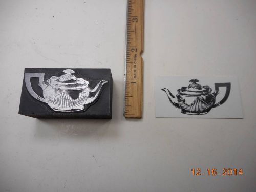 Letterpress Printing Printers Block, Elegant Tea Pot