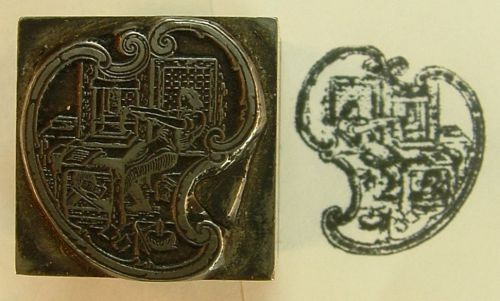 Vintage letterpress all-metal printing block:art nouveau early printing prsss for sale