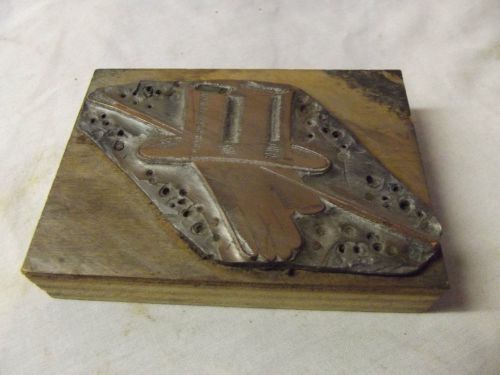 VINTAGE COPPER ON WOOD PRINTERS BLOCK WITH TOP HAT &amp; CANE