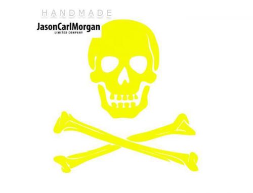 JCM® Iron On Applique Decal, Skull and Bones Neon Yellow