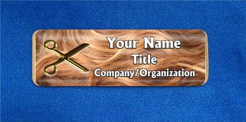 Hair Scissors Custom Personalized Name Tag Badge ID Hairstylist Salon Styling