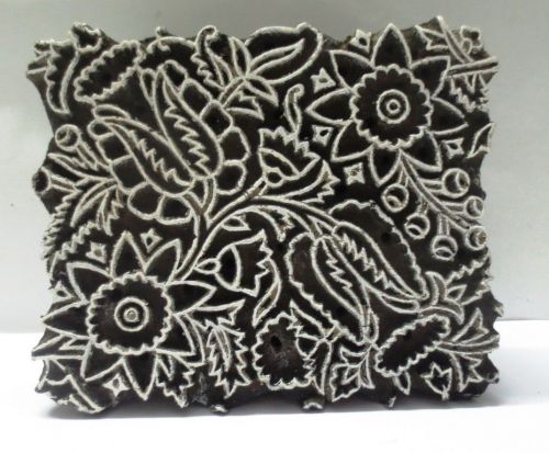 INDIAN WOODEN HAND CARVED TEXTILE PRINTING FABRIC BLOCK STAMP FINE PRINT CARVING