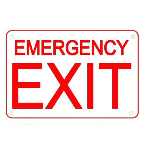 Emergency exit sign heavy duty plastic sign red letters rounded corners 10x7 for sale