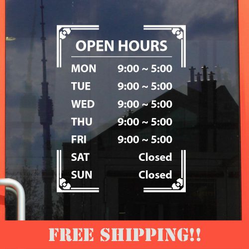 11&#034;Hx8.5&#034;W Business Store Hours Sign Window Shop Open Closed Sticker Decal Ver6
