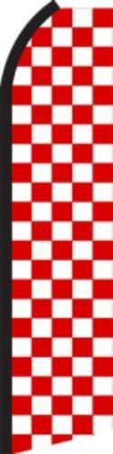 Red white checker sign swooper flag advertising feather super banner /pole bfp for sale