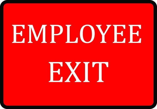 Employee Exit Sign Commercial Business Red Black &amp; White Company Plaque Signs