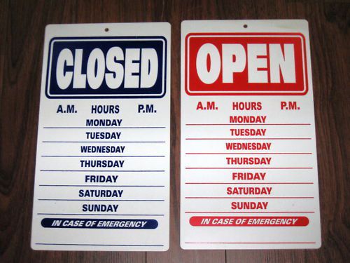 General business sign: open / closed business hours for sale