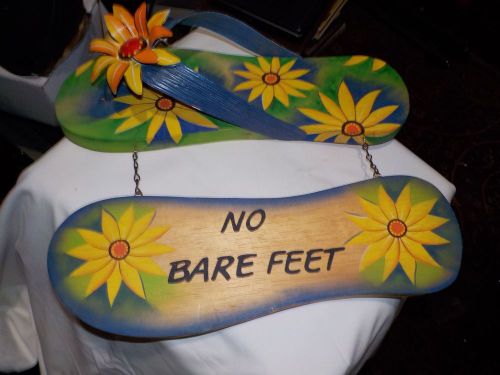 WOOD SIGN &#034; NO BARE FEET&#034; NOVELTY,BEACH,POOL,COUNTRY STORE