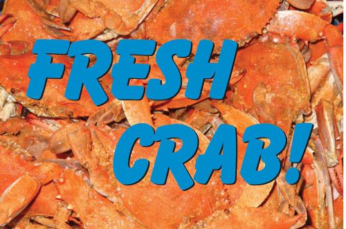 Fresh Crab Advertising Vinyl Banner /grommets 24x36&#034; made in USA  gold rv3