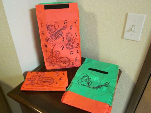 Del Monte Alvin &amp; The Chipmunks 1992 Nylon Lunch/Gift/Fun Bags 11x7x4 (3) Bags