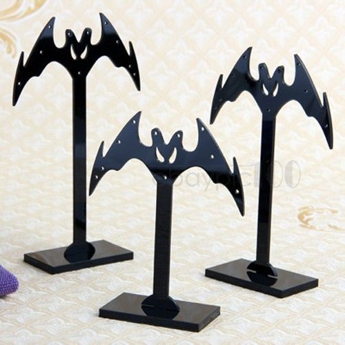 Set 3 Black Bat Earrings Jewelry Display Stand Holder Rack 4.7+4.3+3.5&#034;